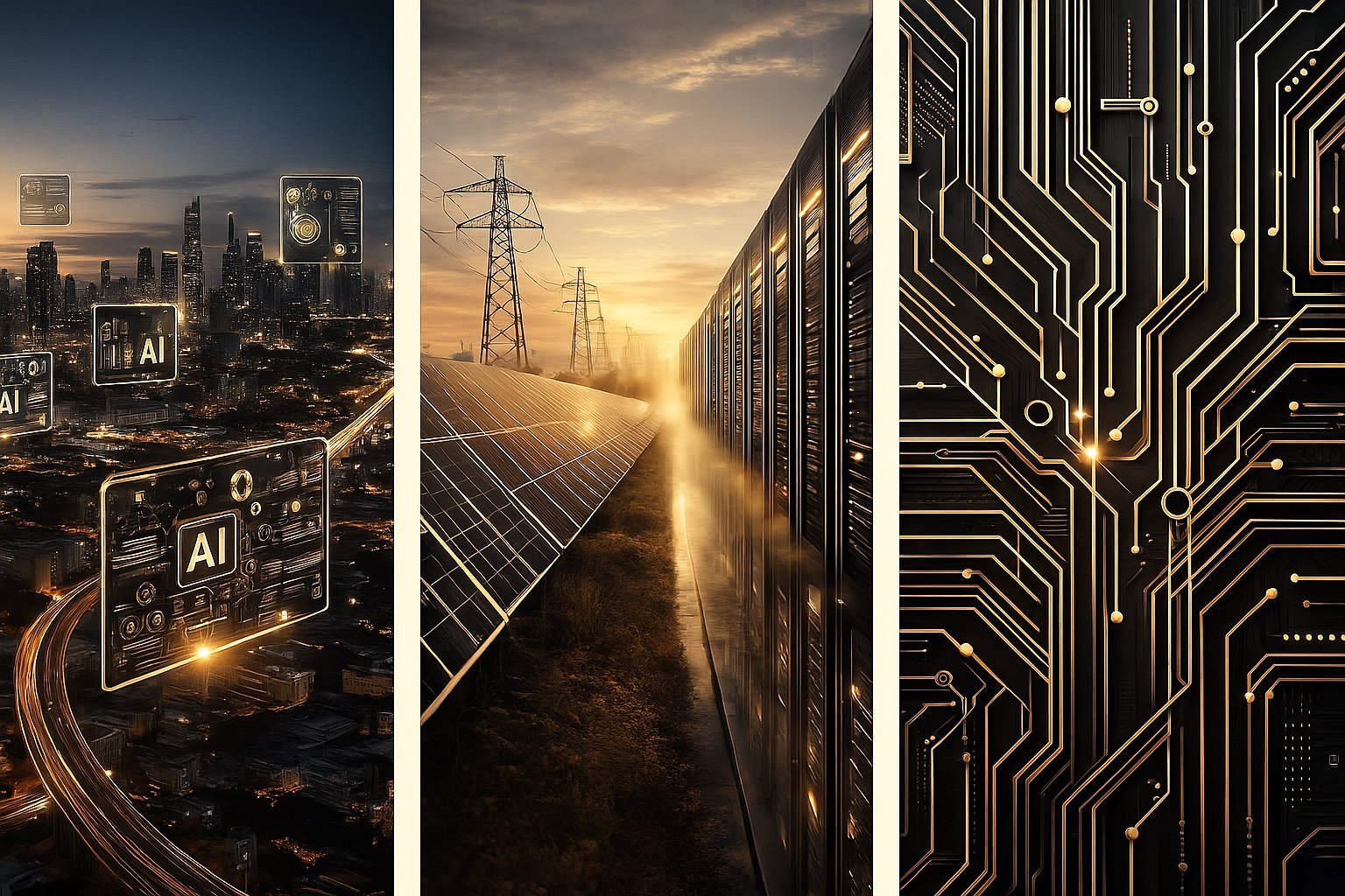 European AI infrastructure: cityscape, transmission and data center capacity, circuit detail